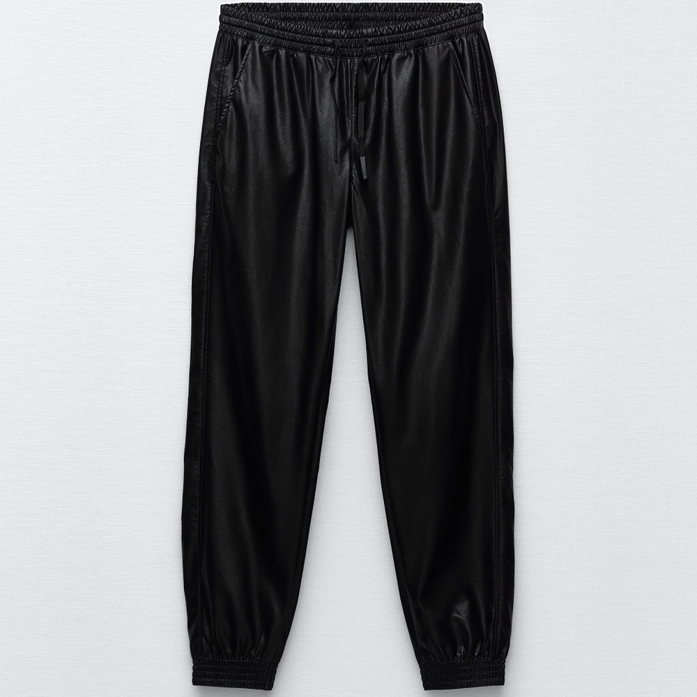 ZARA FAUX LEATHER JOGGING PANTS